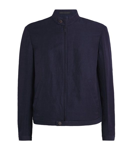 Linen-Blend Bomber Jacket