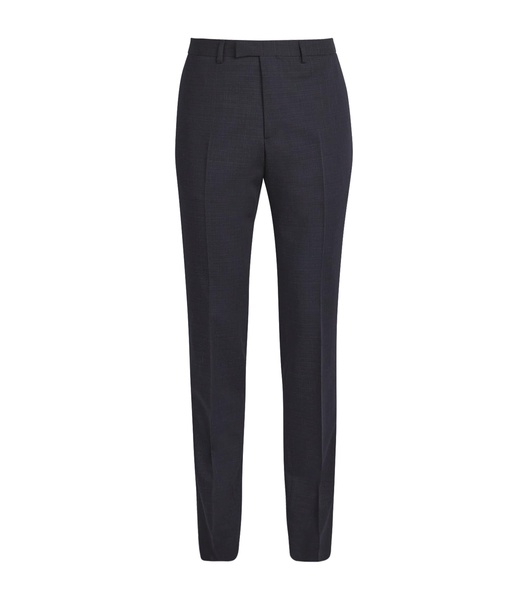 Virgin Wool Check Straight Trousers