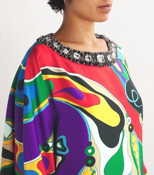 Orchidee Print Kaftan Maxi Dress