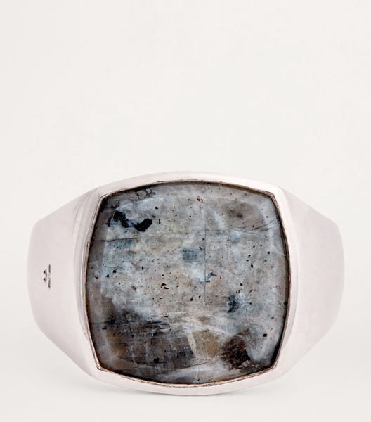Sterling Silver Cushion Larvikite Ring