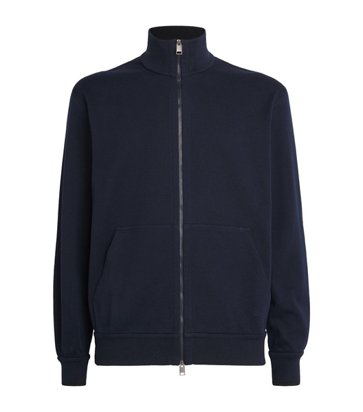 Cotton-Blend Zip-Up Sweater