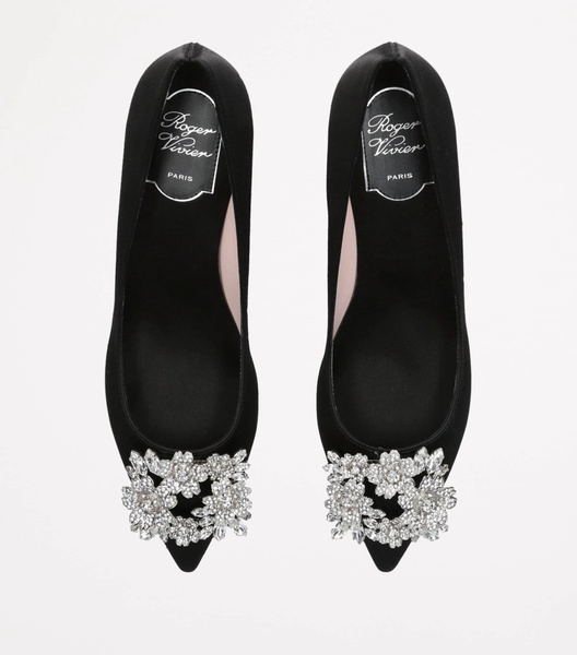 Satin Bouquet Strass Buckle Pumps 45