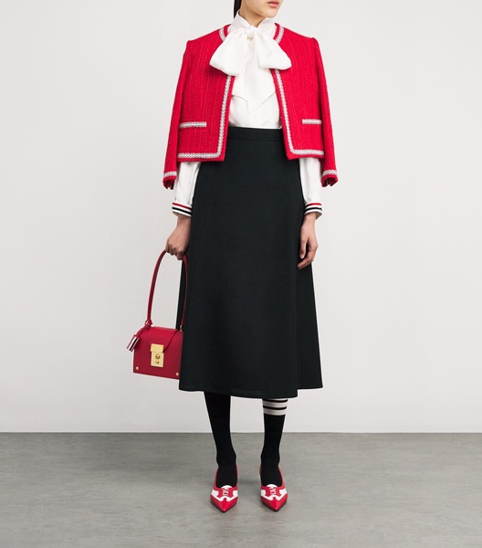 Wool-Blend A-Line Midi Skirt