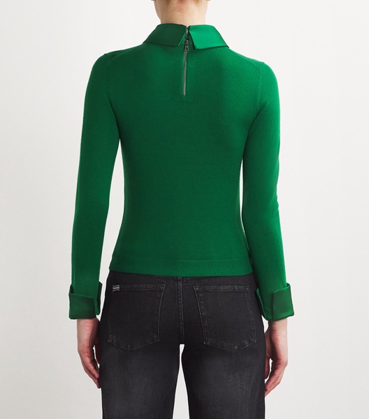 Satin-Collar Porla Sweater