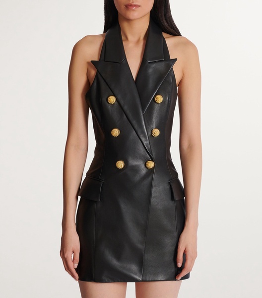 Lambskin Tailored Mini Dress