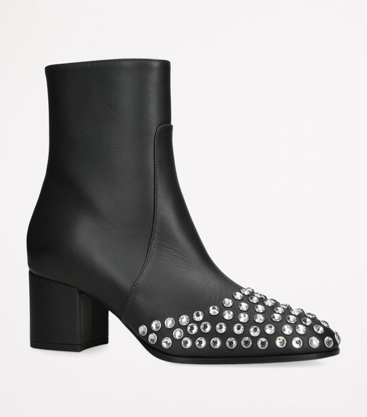 Leather Strass Heeled Boots 60