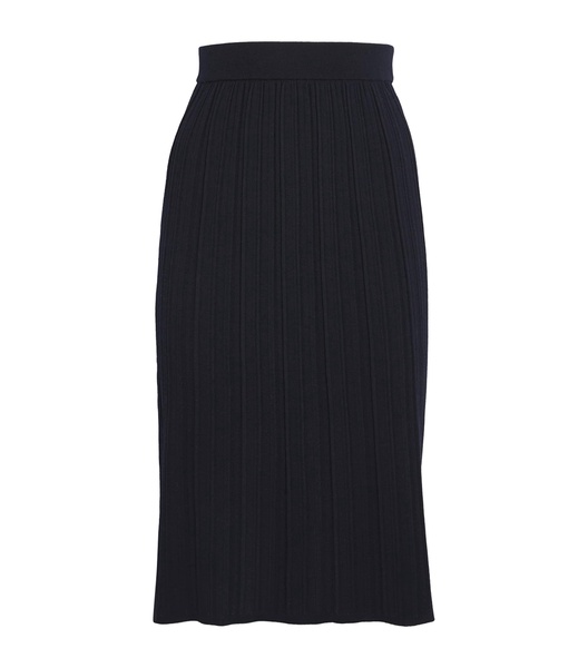 Virgin Wool Plisse Midi Skirt