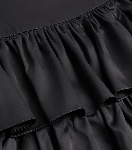 Satin Tiered  Midi Skirt