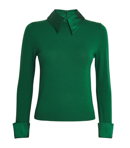 Satin-Collar Porla Sweater
