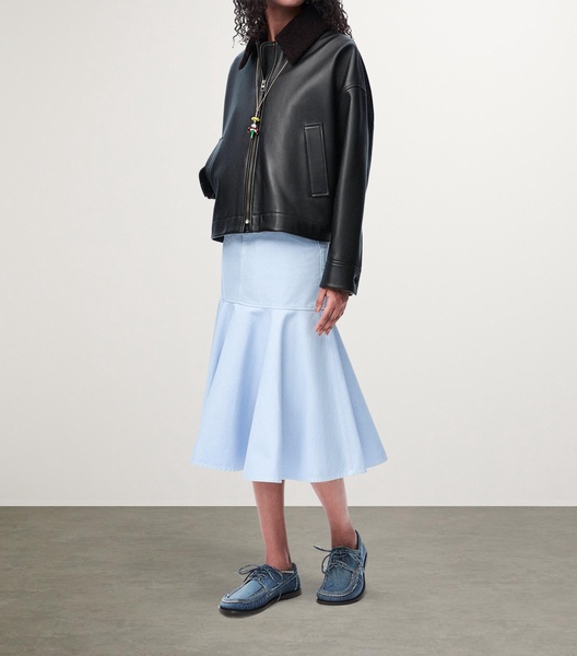 Leather Shearling-Collared Jacket