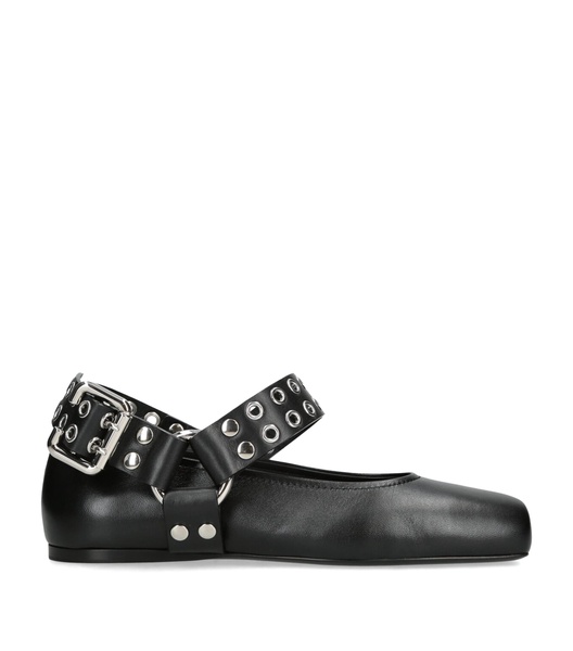 Leather Biker Ballet Flats