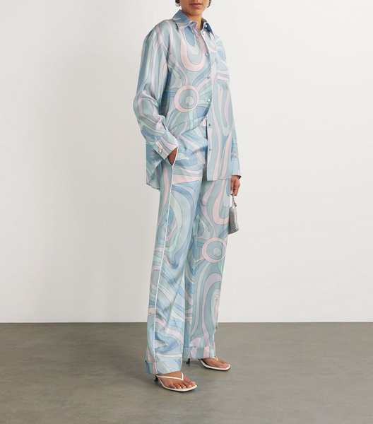 Marmo Print Wide-Leg Trousers