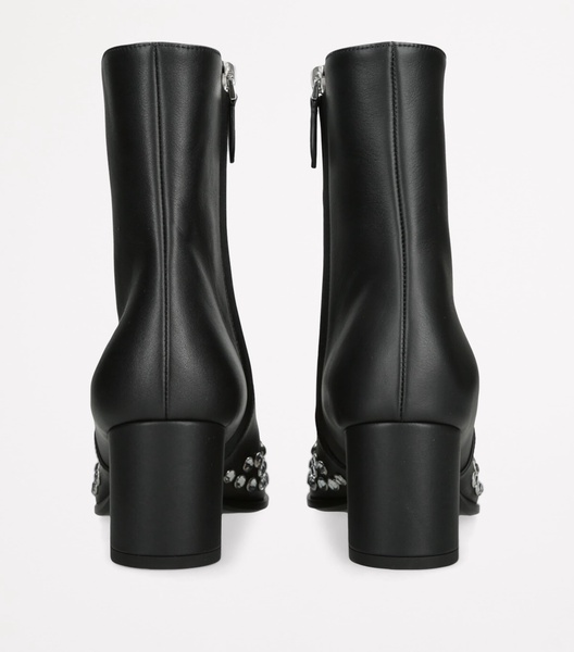 Leather Strass Heeled Boots 60