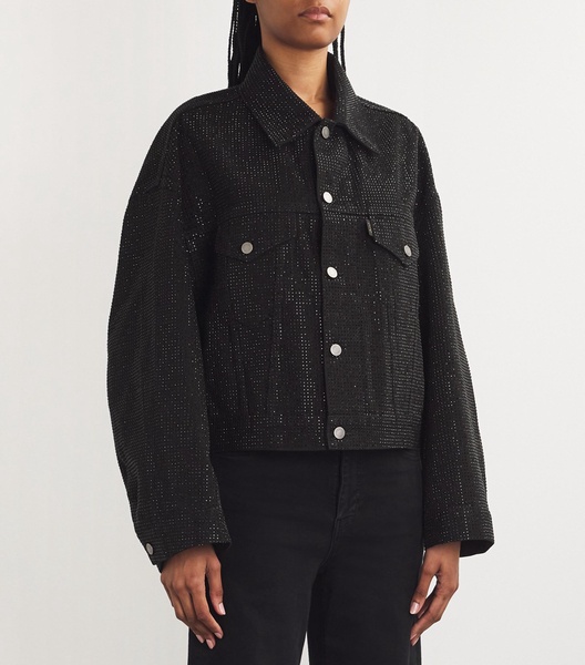 Crystal-Embellished Spencer Denim Jacket