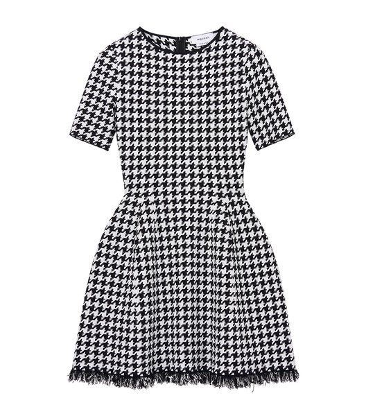 Frayed Houndstooth Mini Dress