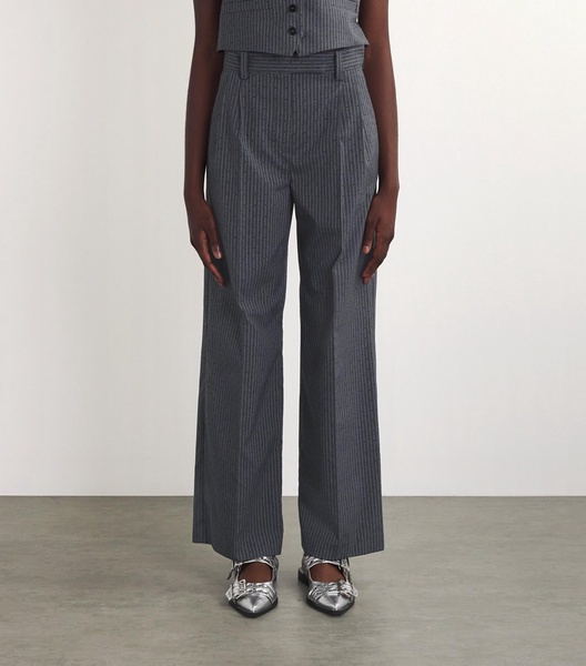 Rhinestone Pinstripe Wide-Leg Trousers