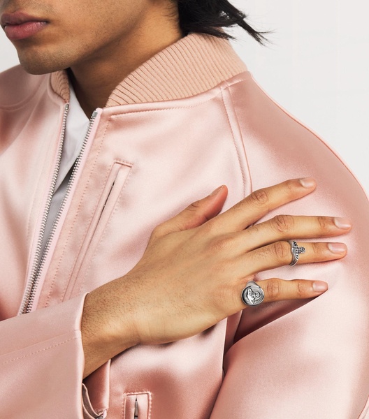 Rhodium-Plated Sterling Silver Orb Signet Ring
