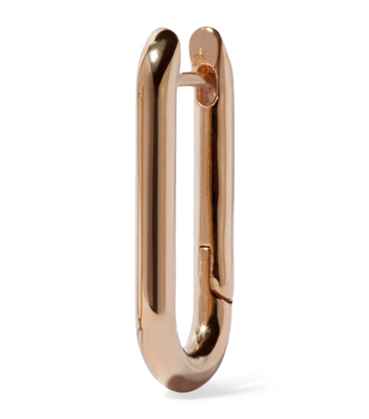 Yellow Gold Knuckle Chain Single Hoop Earring