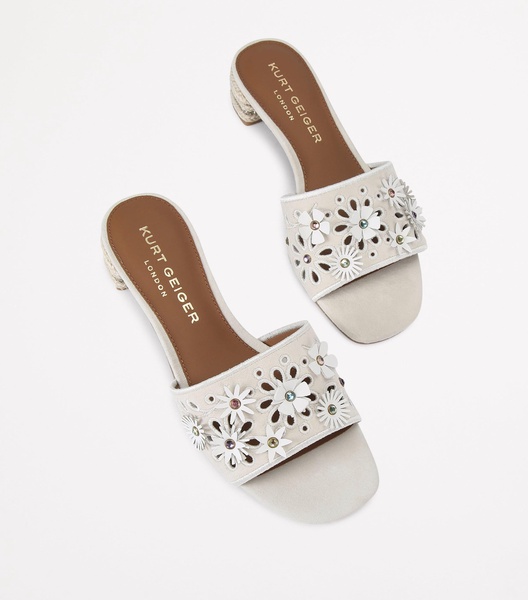 Suede Flower Low Sandals 30