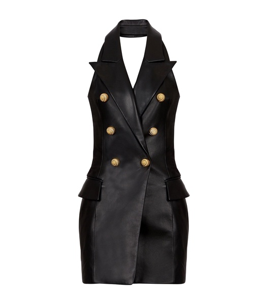 Lambskin Tailored Mini Dress