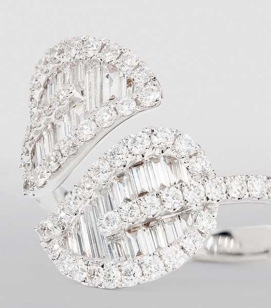 White Gold and Diamond Leaf Ring