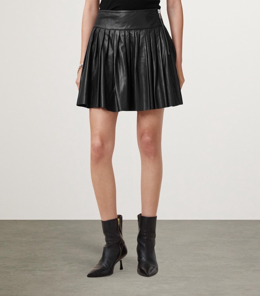 Lambskin Pleated Mini Skirt
