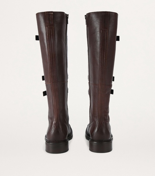 Leather Monument Strap Knee-High Boots
