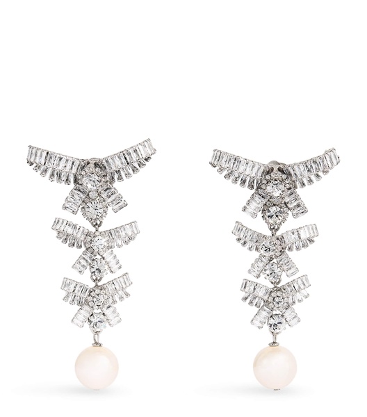 Crystal-Embellished Bow Clip-On Earrings