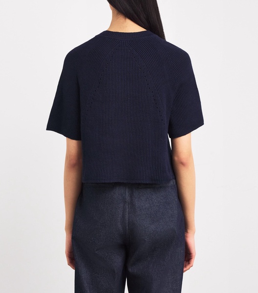 Linen-Blend Knit Round-Neck Sweater