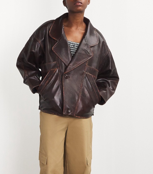 Double-Breasted Leather Jacket