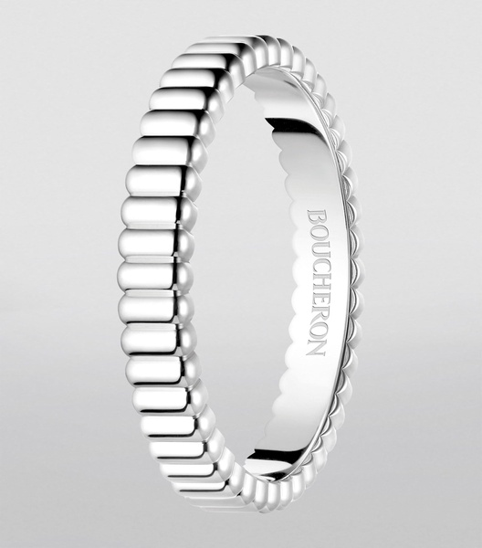 White Gold Grosgrain Wedding Band