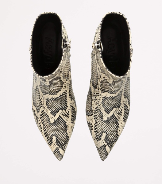 Leather Snake Print Sofia Heeled Boots 35