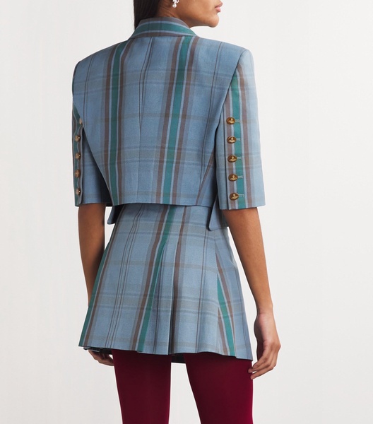 Cotton-Linen Check Cut Off Jacket
