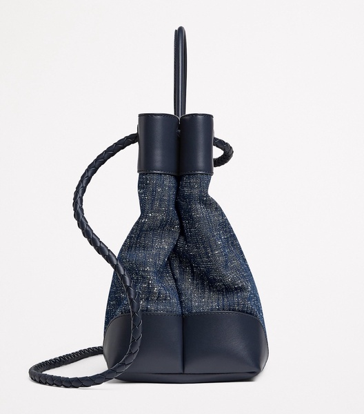 Large Denim Bouclé Andiamo Top-Handle Bag