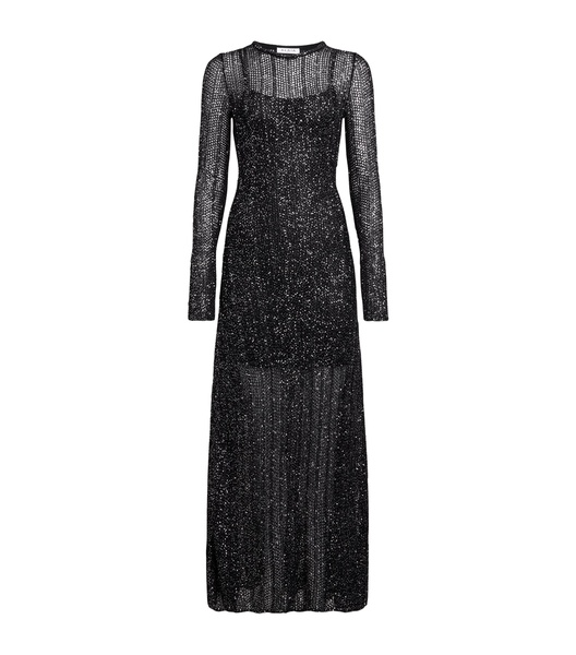 Long-Sleeve Sequinned Maxi Dress