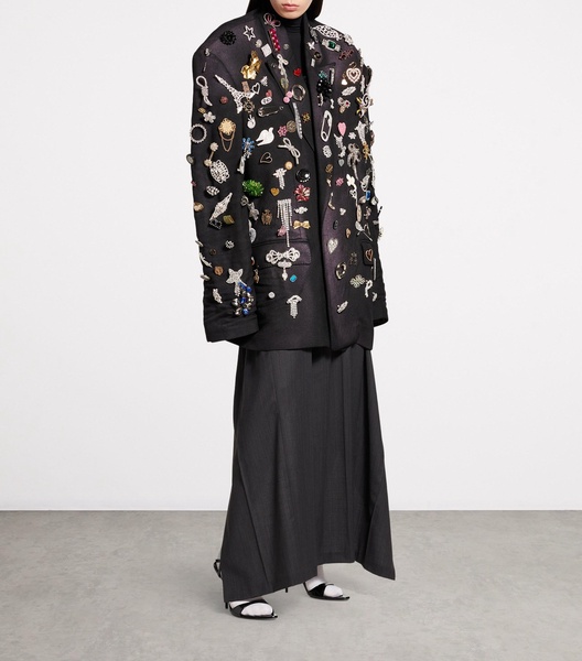 Women's Brooches Tailored Jacket in Black