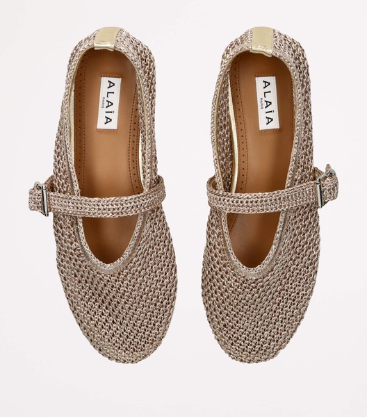 Lurex Crochet Ballet Flats