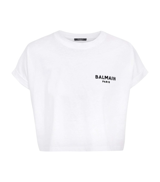 Cropped Flocked-Logo T-Shirt