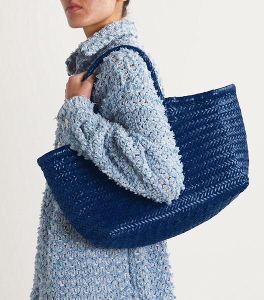 Large Leather Woven Nantucket Tote Bag