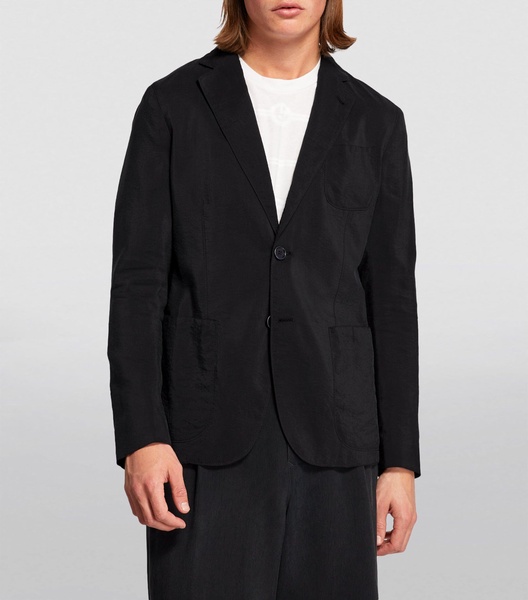 Silk-Blend Single-Breasted Blazer