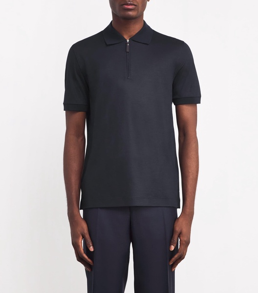 Virgin Wool Zipped Polo Shirt