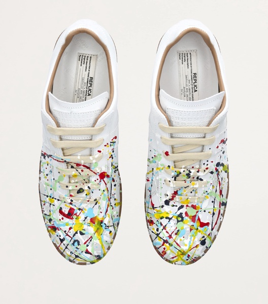 Leather Paint-Detail Replica Sneakers