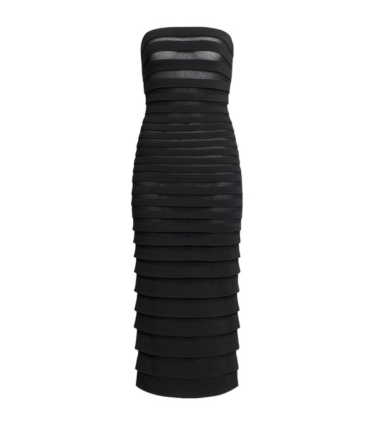 Strapless Striped Midi Dress