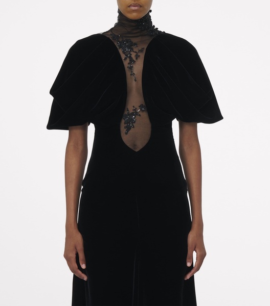 Velvet Embellished Midi Dress