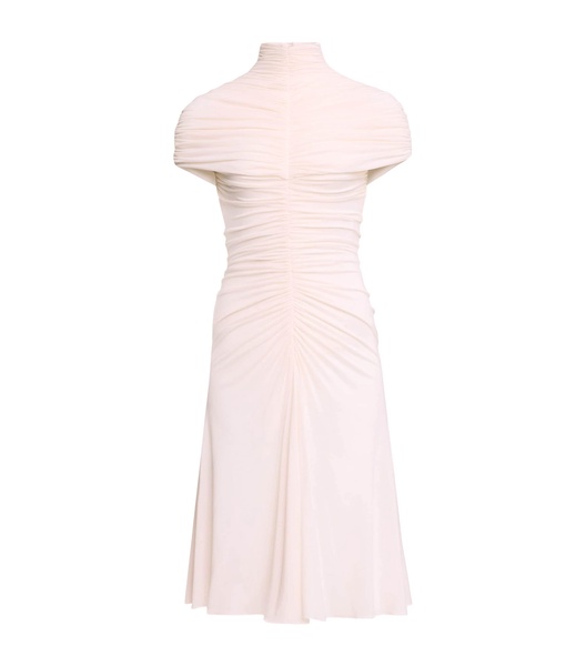 Gathered High-Neck Mini Dress