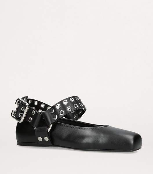 Leather Biker Ballet Flats