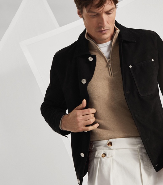 Nubuck Leather Shirt Jacket