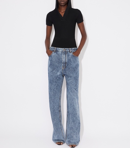 Knit-Waist Straight Jeans
