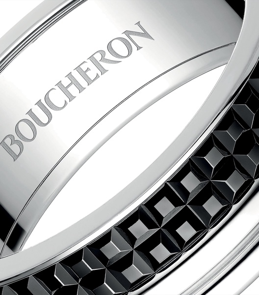 Large White Gold Quatre Black Wedding Band