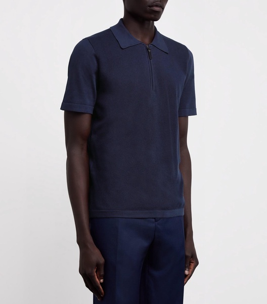 Cotton Zip-Up Polo Shirt